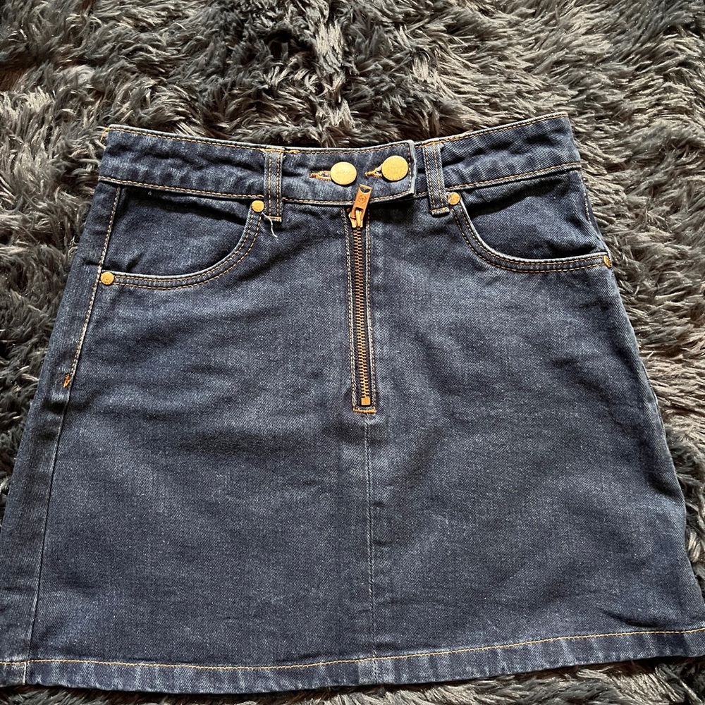 Blue and Gold A-Line Mini Skirt for Casual Wear